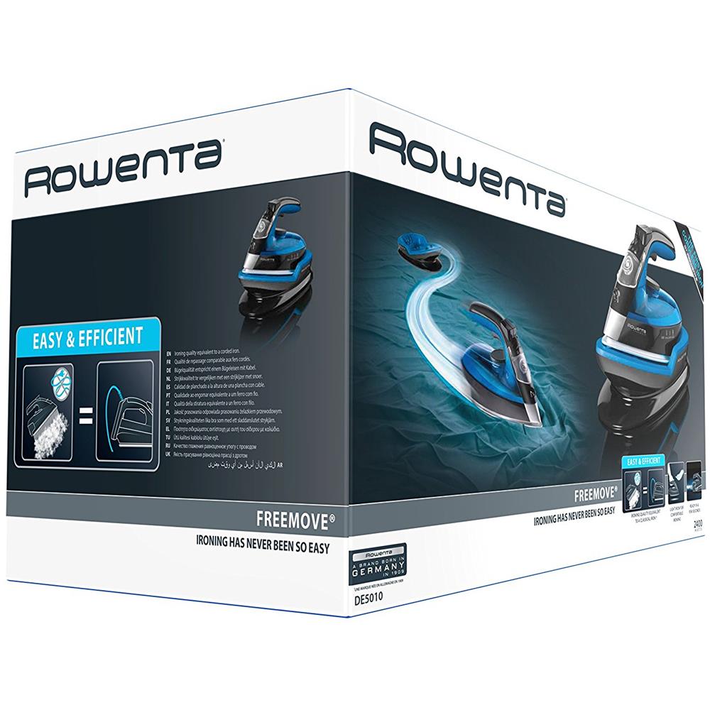 Ferro a Vapore Senza Filo Freemove DE5010 Ricarica Rapida 2400W Colore Nero / Blu Base Ergonomica - Foto 9