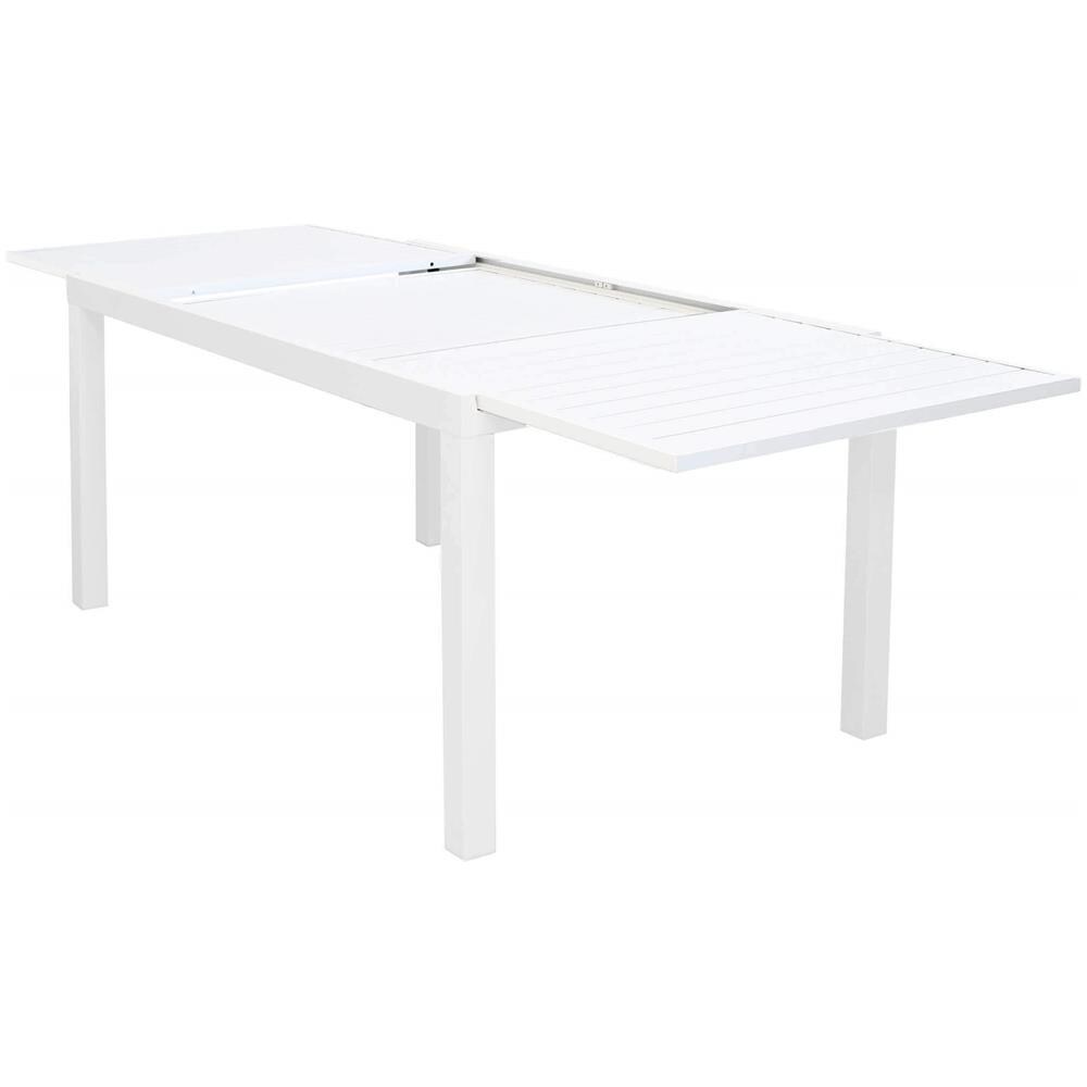Set Tavolo Giardino Allungabile Rettangolare 160/240 X 90 Con 4 Poltrone In Alluminio Bianco Da Esterno - Foto 2