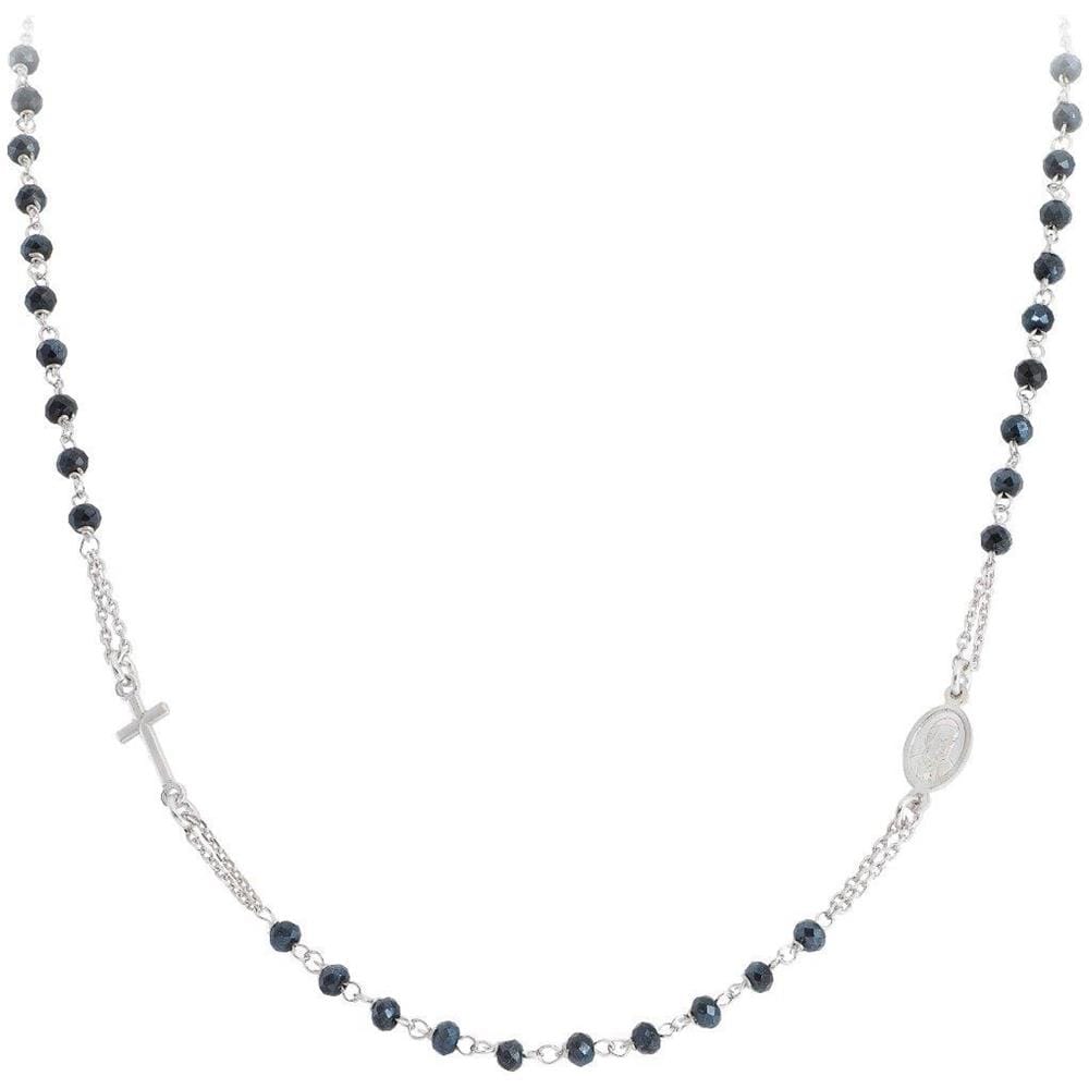 Collana In Argento 925 - Collezione Rosari - Colore Rodio - Misura Unica Rosario Girocollocristalli Grigilungh. 50+3 Cm - Foto 1