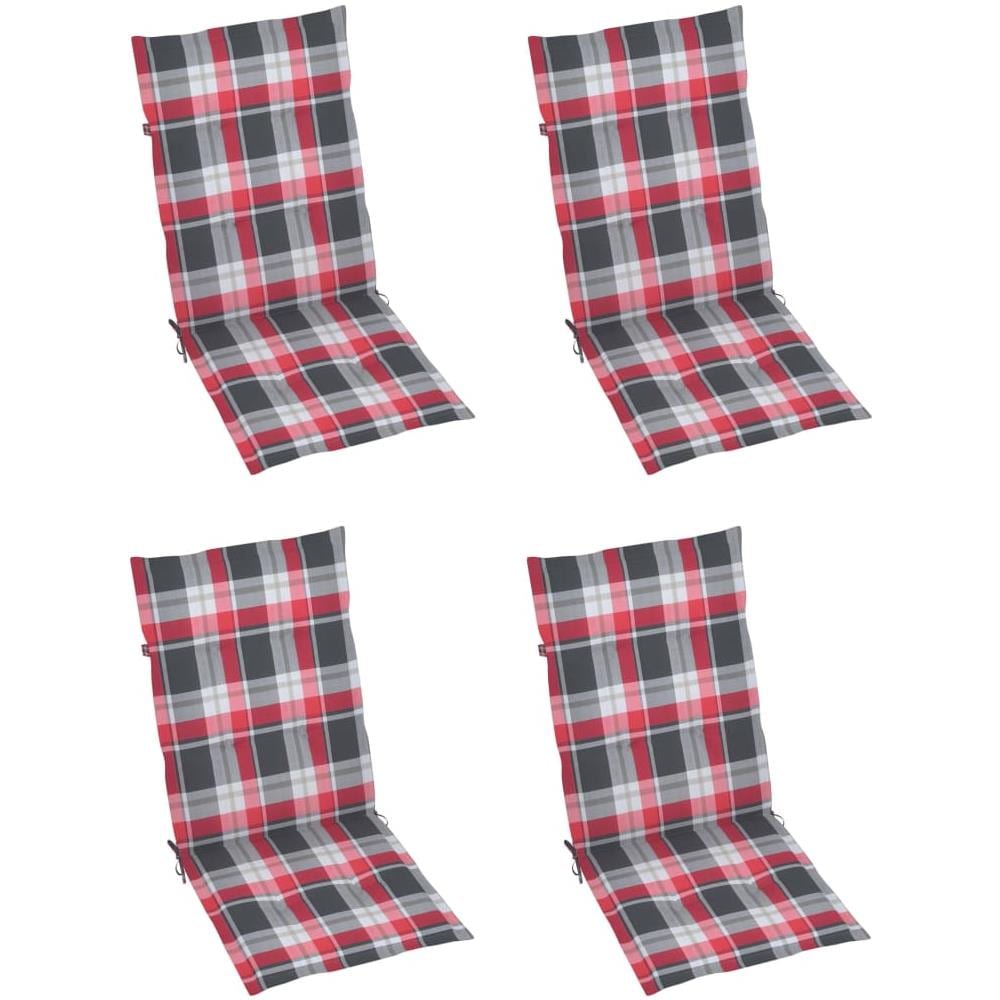 Cuscini Per Sedie Da Giardino 4 Pz Rossi A Quadri 120x50x4 Cm - Foto 1