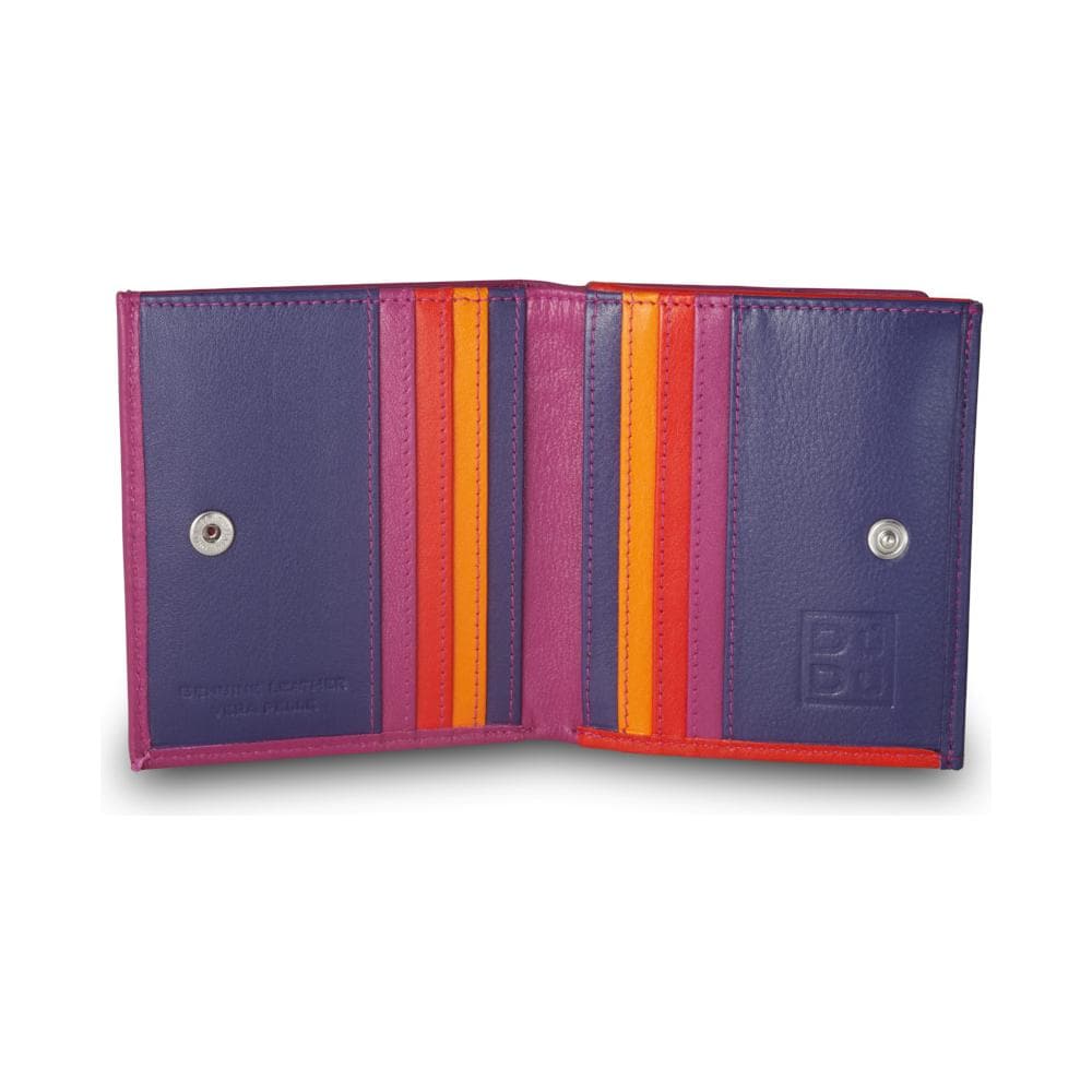 Portafoglio di pelle multicolore porta carte e monete Fucsia - Foto 1