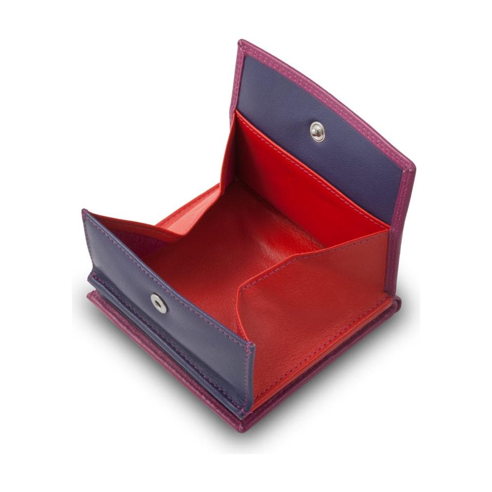 Portafoglio di pelle multicolore porta carte e monete Fucsia - Foto 2