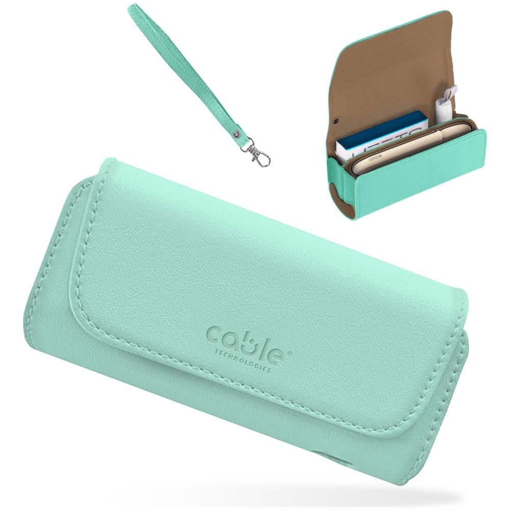 Custodia In Eco-pelle Di Alta Qualità Per Iqos 3/3 Duo / 2.4/2.4 Plus, Astuccio In Tela E Pelle Pu, organizer Iqos, Cover / borsello Sigaretta Elettronica, accessori (verde Acqua) - Foto 1
