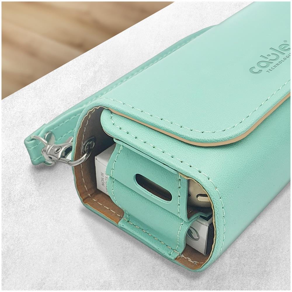 Custodia In Eco-pelle Di Alta Qualità Per Iqos 3/3 Duo / 2.4/2.4 Plus, Astuccio In Tela E Pelle Pu, organizer Iqos, Cover / borsello Sigaretta Elettronica, accessori (verde Acqua) - Foto 2