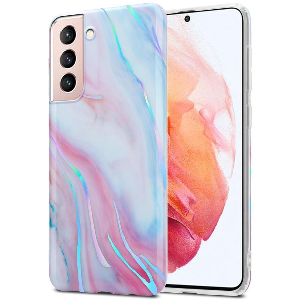Custodia Compatibile Con Samsung Galaxy S21 5g In Marmo Rosa Bianco No. 15 - Coperchio Protettivo In Silicone Tpu Con Motivo A Mosaico - Foto 1