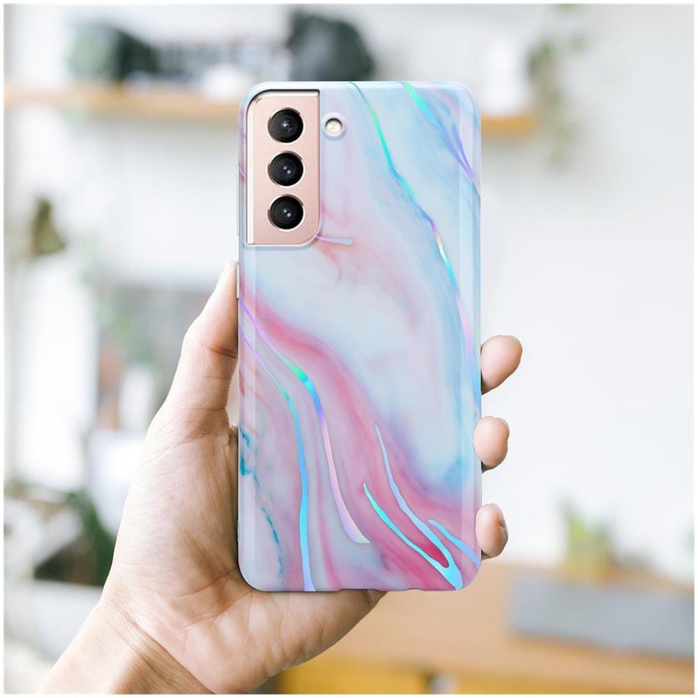Custodia Compatibile Con Samsung Galaxy S21 5g In Marmo Rosa Bianco No. 15 - Coperchio Protettivo In Silicone Tpu Con Motivo A Mosaico - Foto 7