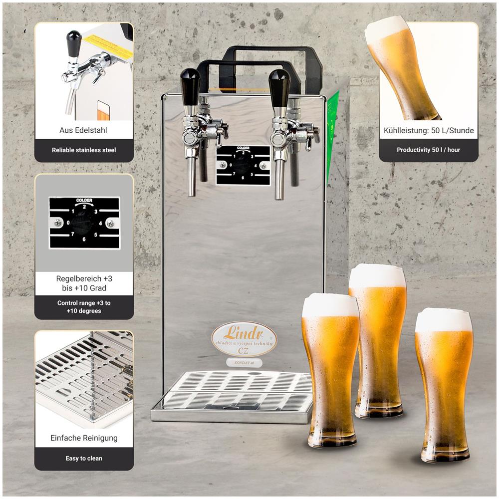Spillatore Birra Kontakt 40 Raffreddatore A Secco A 2 Linee, Raffreddatore A Flusso 50 Litri / H, Green Line - Foto 2