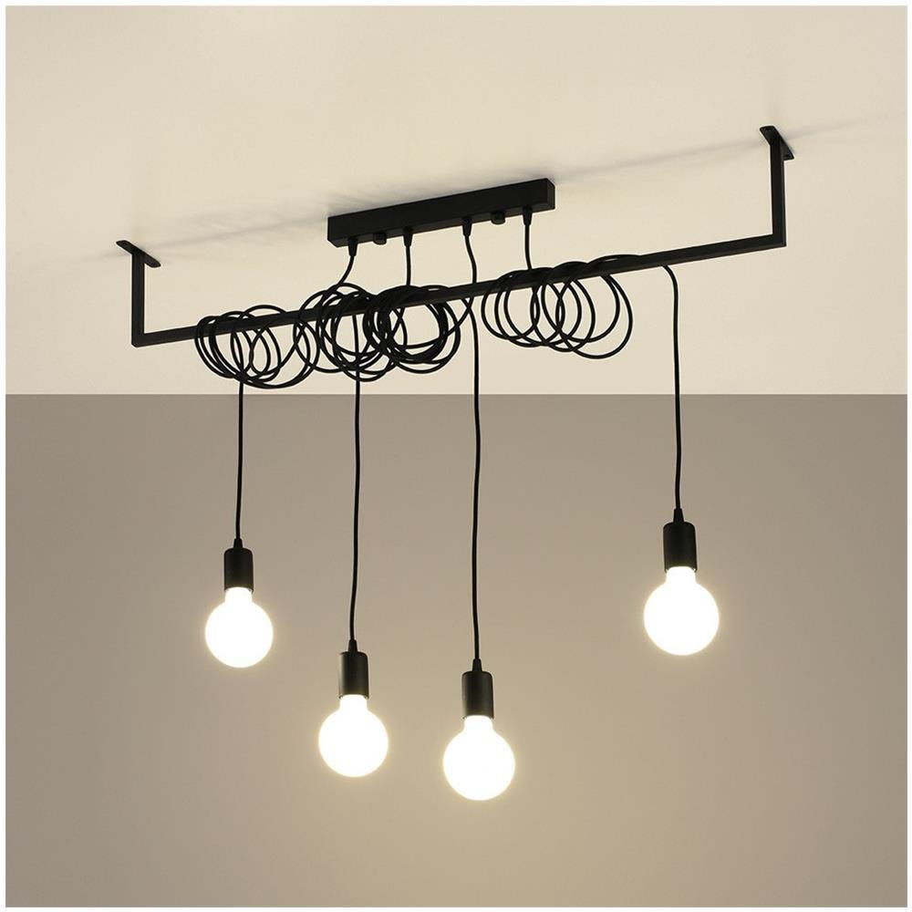 Lampada A Sospensione Salamanca 4 Nero 1000x100x100 Mm Acciaio - Foto 1
