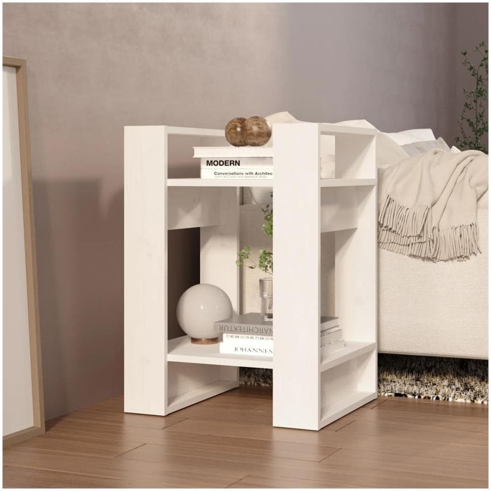 Libreria / divisorio Bianco 41x35x57 Cm In Legno Massello Di Pino - Foto 3