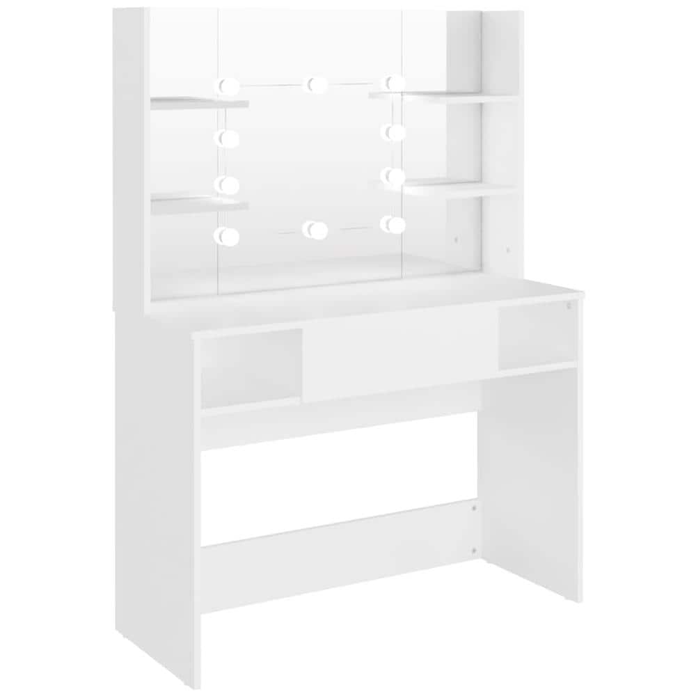 Toeletta Con Luci Led 100x40x135 Cm In Mdf Bianca - Foto 2