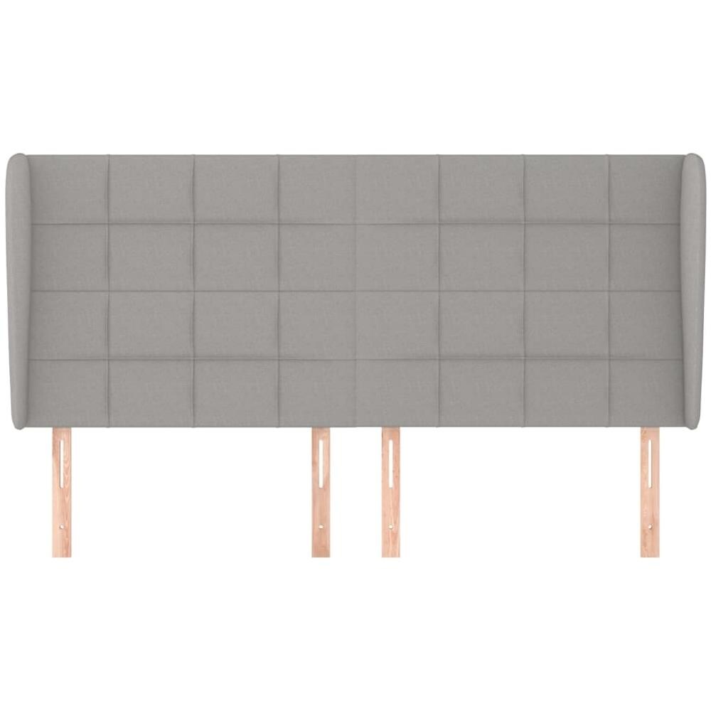Testiera Ad Orecchio Grigio Chiaro 163x23x118/128 Cm In Tessuto - Foto 3