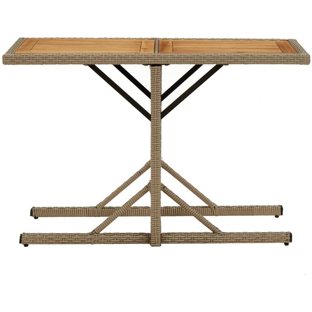 Tavolo Da Giardino Beige Legno Massello Di Acacia E Polyrattan - Foto 2