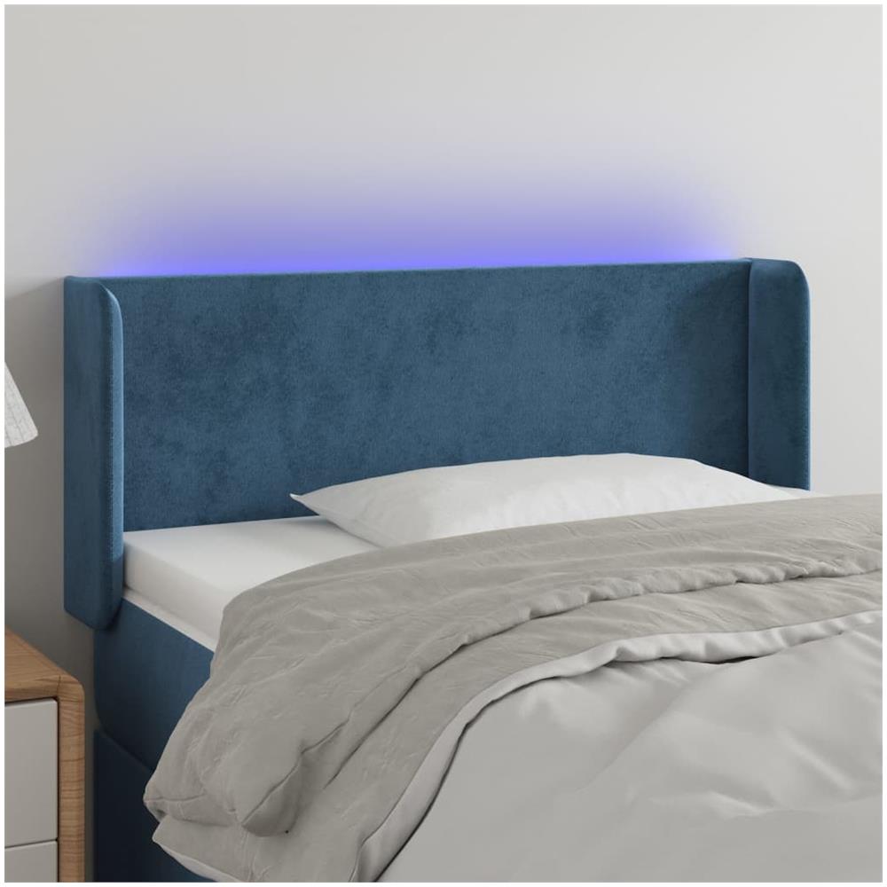 Testiera A Led Blu Scuro 103x16x78/88 Cm In Velluto - Foto 1