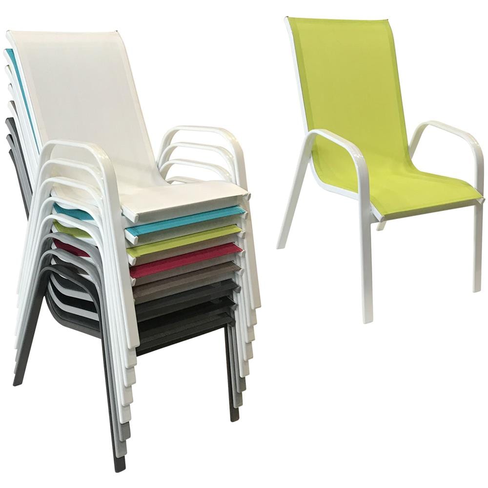Set Di 8 Sedie Marbella In Textilene Verde - Alluminio Bianco - Foto 2