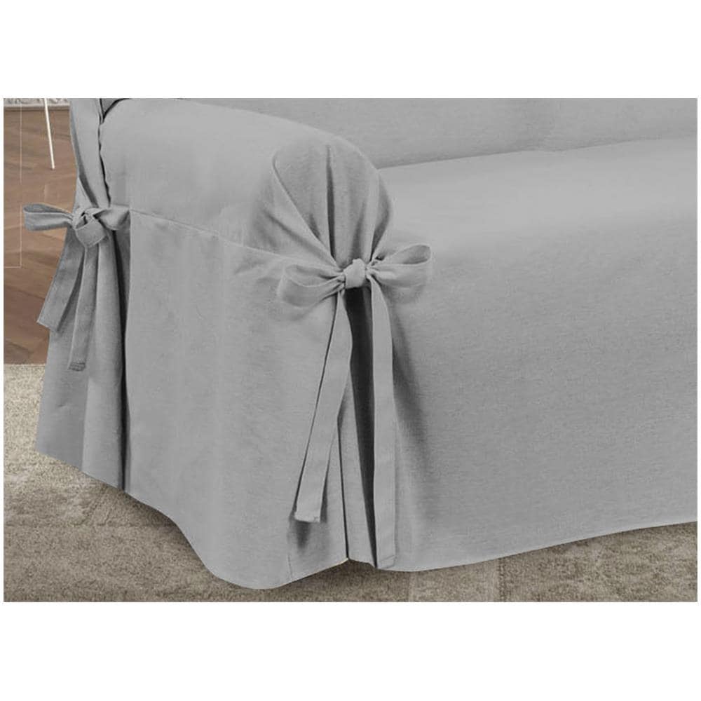 Copridivano Fodera Telo Protezione Divano Con Laccetti Fiocco Varie Fantasie 2 Posti Prez Grigio - Foto 2