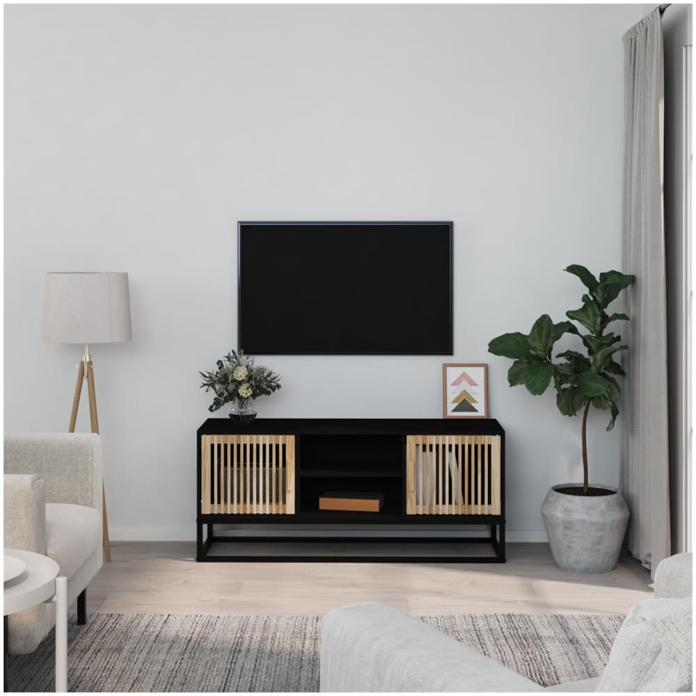 Mobile Porta Tv Nero 105x30x45 Cm In Legno Multistrato E Ferro - Foto 1
