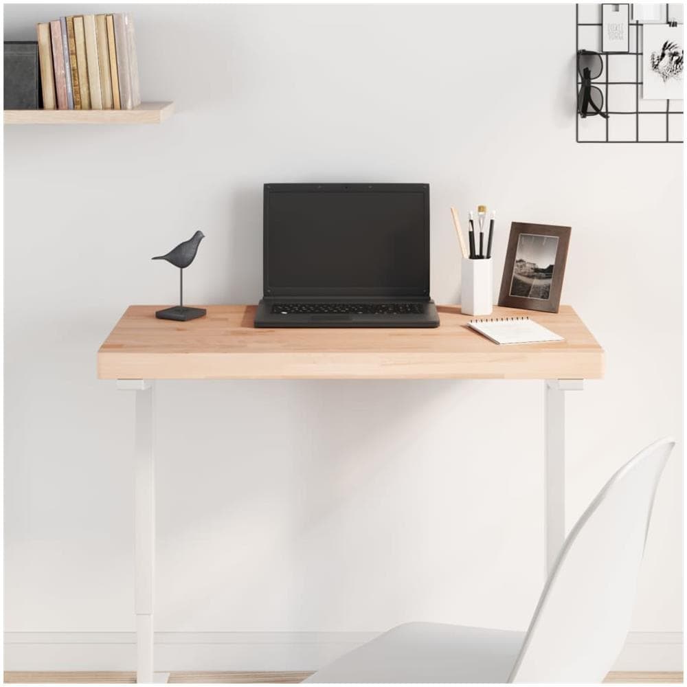 Piano Tavolo 100x50x4cm Rettangolare Legno Massello Di Faggio - Foto 1