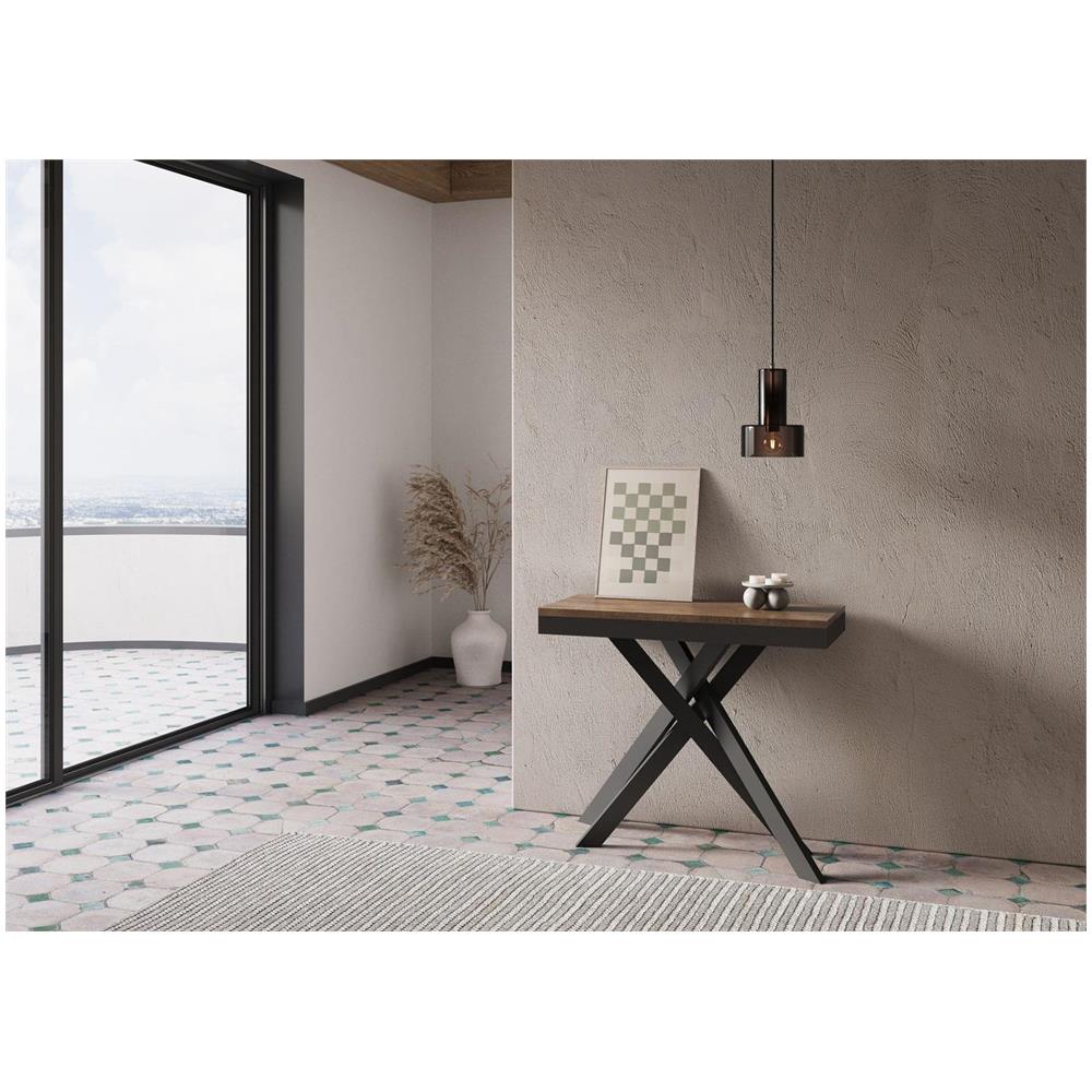 Consolle allungabile 90x40/300 cm Krack Evolution noce telaio antracite - Foto 2