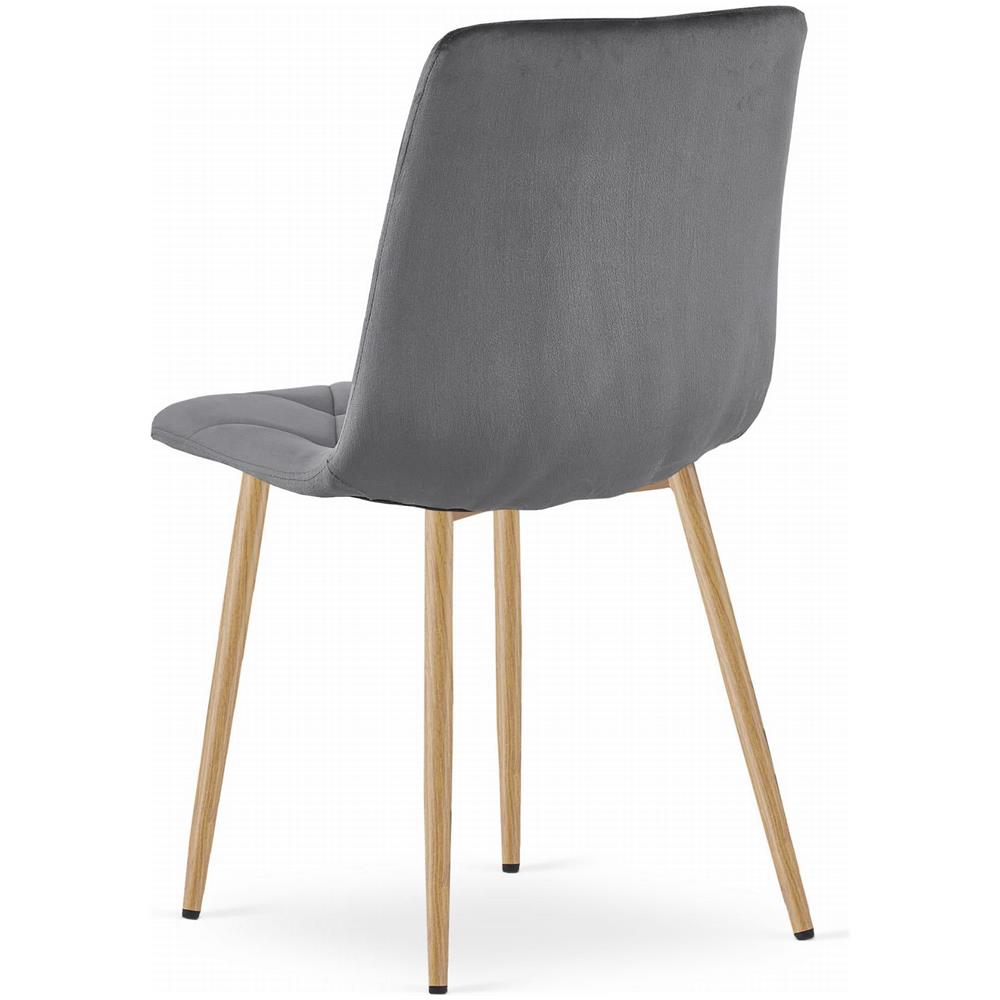 Sedia TYRA in velluto grigio scuro con gambe in legno x4 - Foto 7