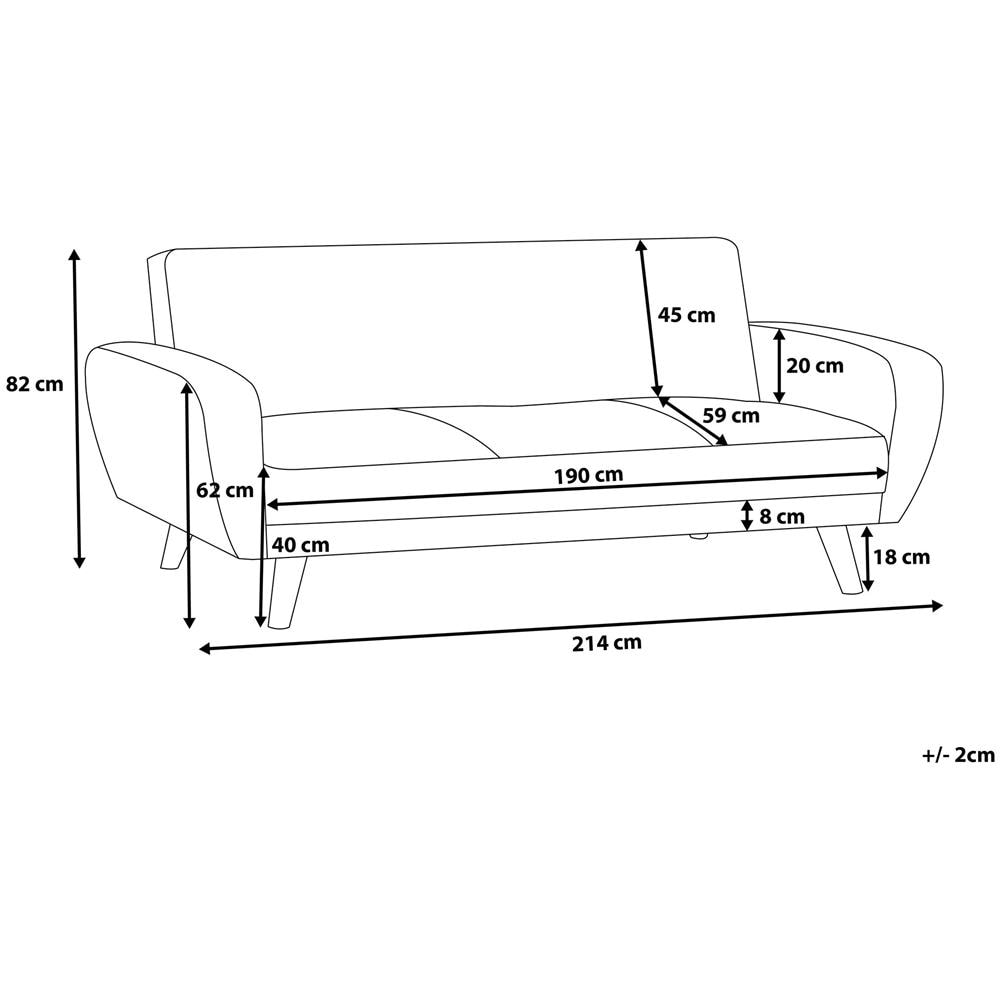 Divano Letto A 3 Posti In Tessuto Grigio Chiaro Florli - Foto 1
