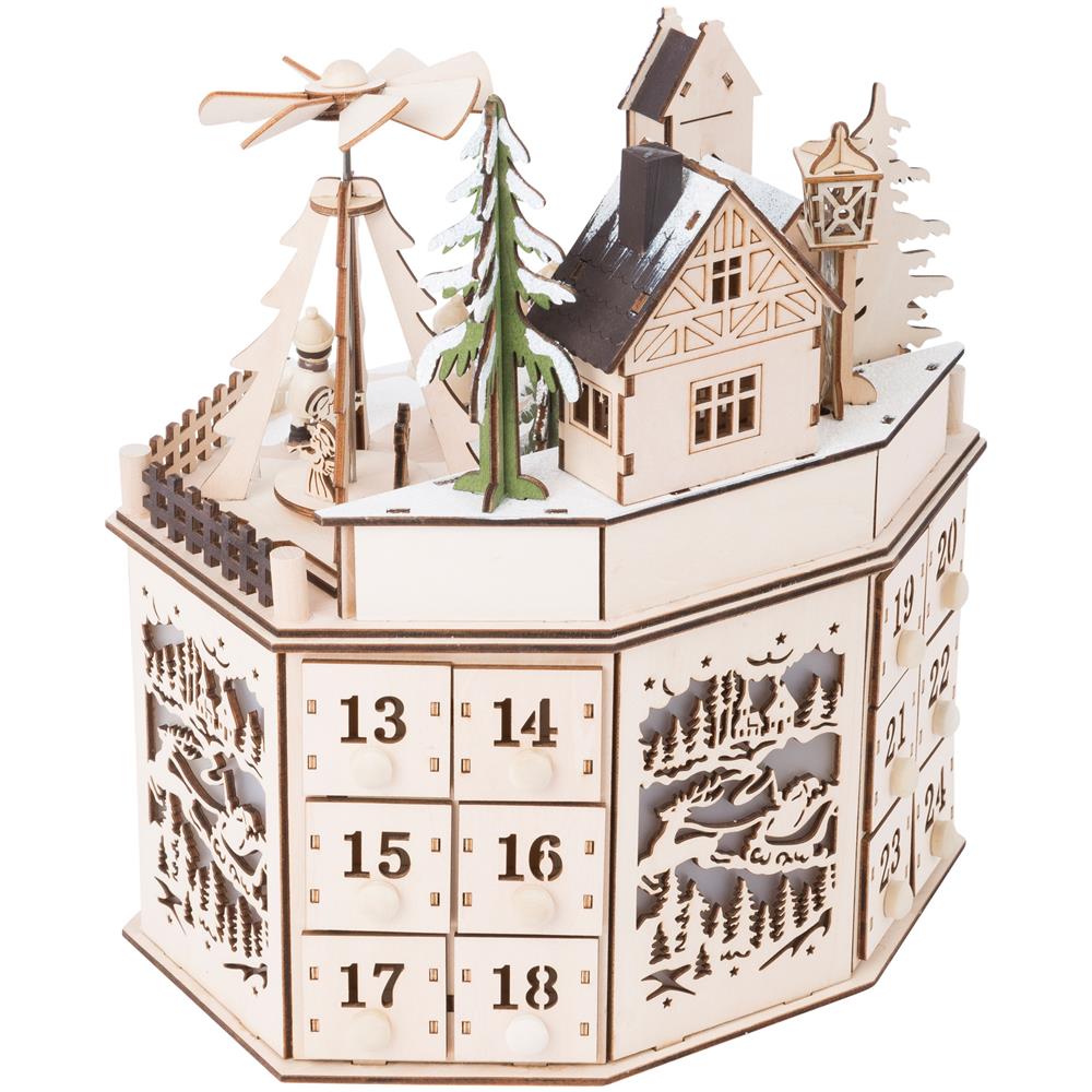 Calendario Dell'avvento In Legno Con Piramide - Foto 4