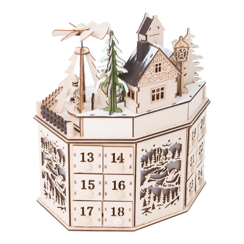 Calendario Dell'avvento In Legno Con Piramide - Foto 2