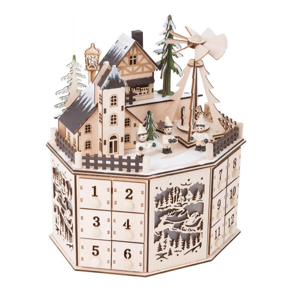 Calendario Dell'avvento In Legno Con Piramide - Foto 1