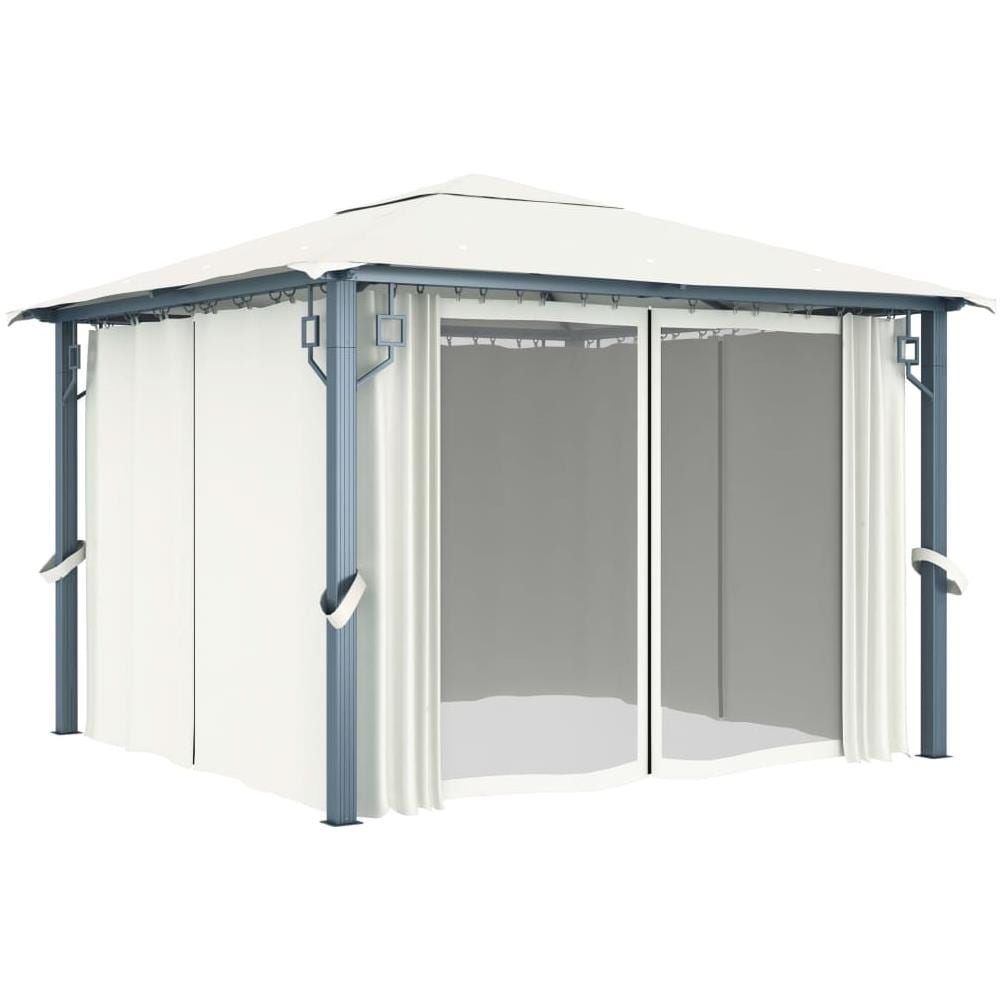 Gazebo con Tenda 300 x 300 cm Crema Alluminio - Foto 2