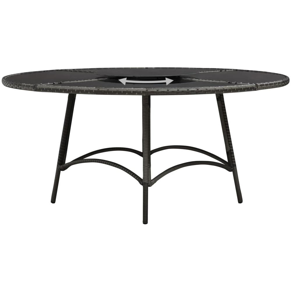 Set Da Pranzo Per Esterni 7 Pz Con Cuscini In Polyrattan Grigio - Foto 2