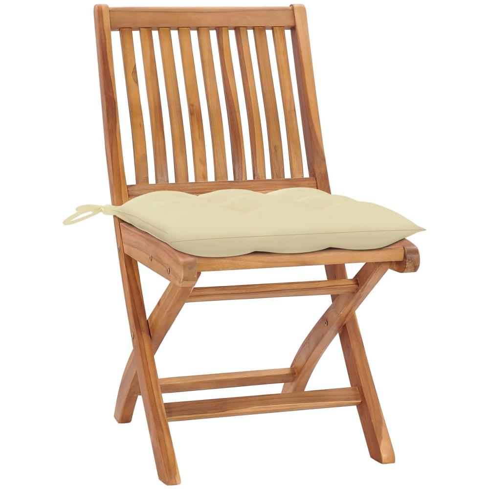 Sedie da Giardino Pieghevoli con Cuscini 6 pz Massello di Teak - Foto 2