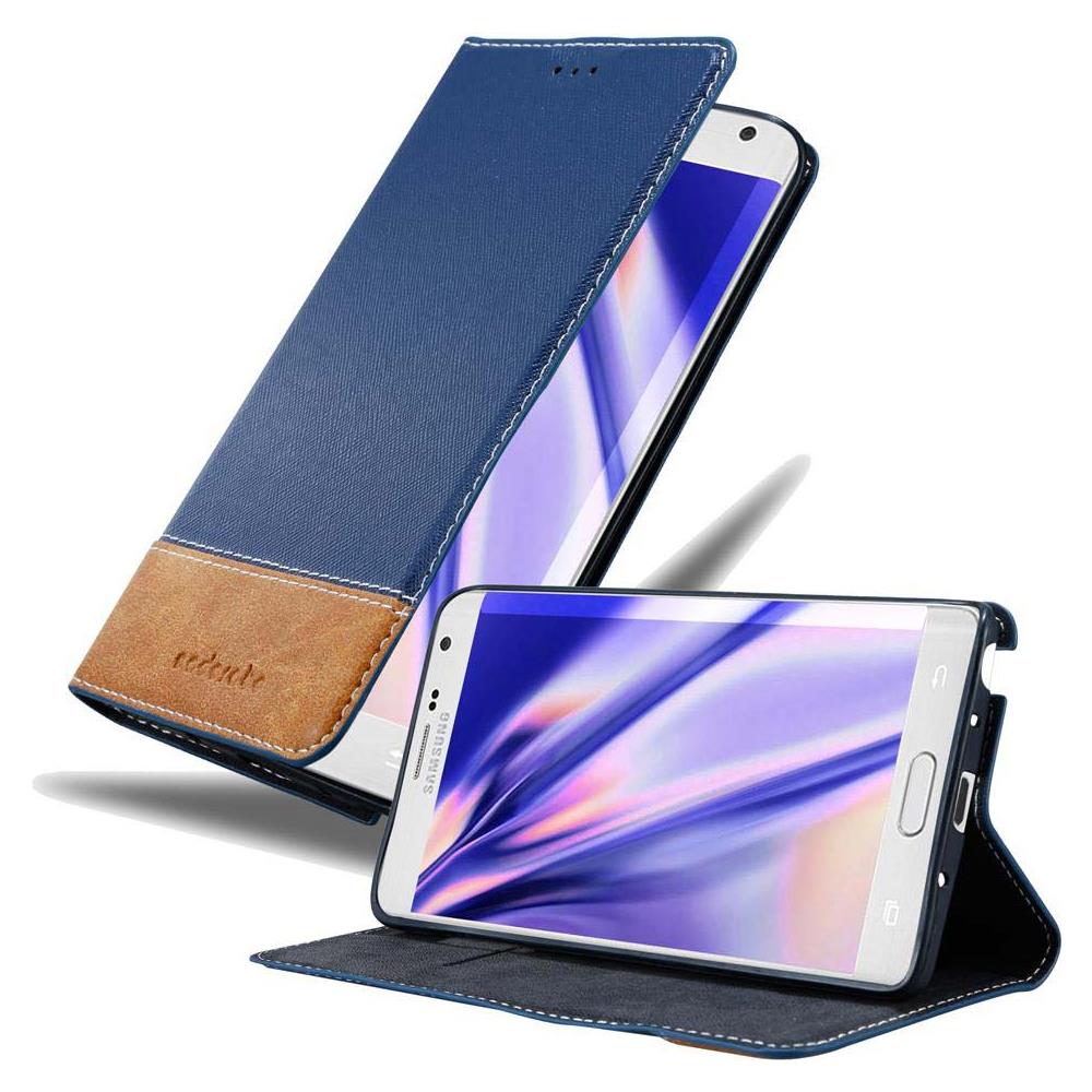 Custodia Compatibile Con Samsung Galaxy Note Edge In Blu Scuro Marrone - Coperchio Protettiva Con Chiusura Magnetica, Funzione Stand E Tasca Per Le Carte - Foto 1