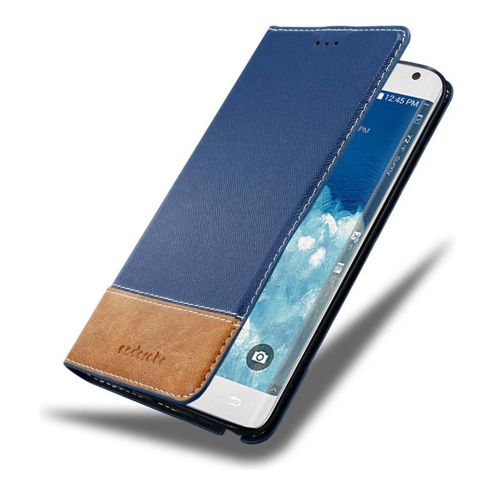 Custodia Compatibile Con Samsung Galaxy Note Edge In Blu Scuro Marrone - Coperchio Protettiva Con Chiusura Magnetica, Funzione Stand E Tasca Per Le Carte - Foto 8