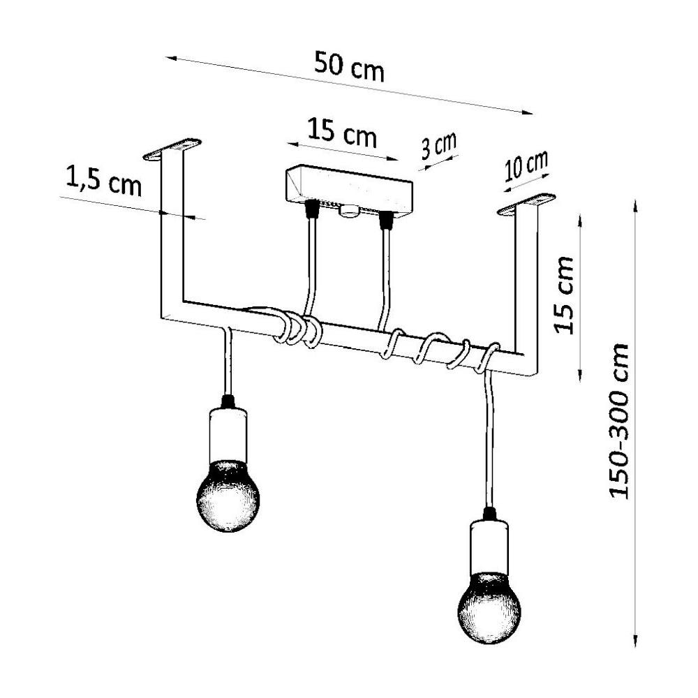 Lampada A Sospensione Salamanca 2 Sollux Nero 1000x100x100 Mm Acciaio - Foto 1