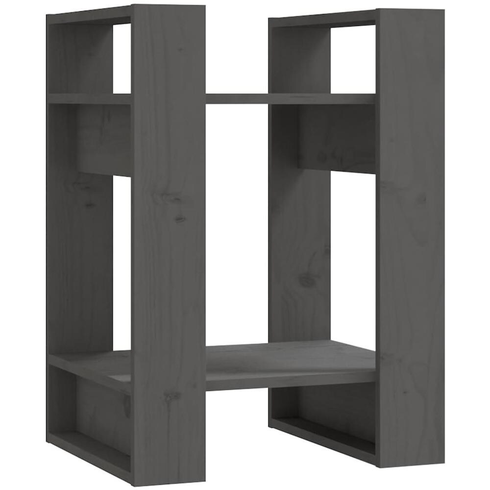 Libreria / divisorio Grigio 41x35x57 Cm In Legno Massello Di Pino - Foto 2