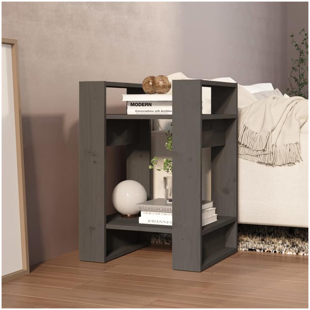 Libreria / divisorio Grigio 41x35x57 Cm In Legno Massello Di Pino - Foto 3