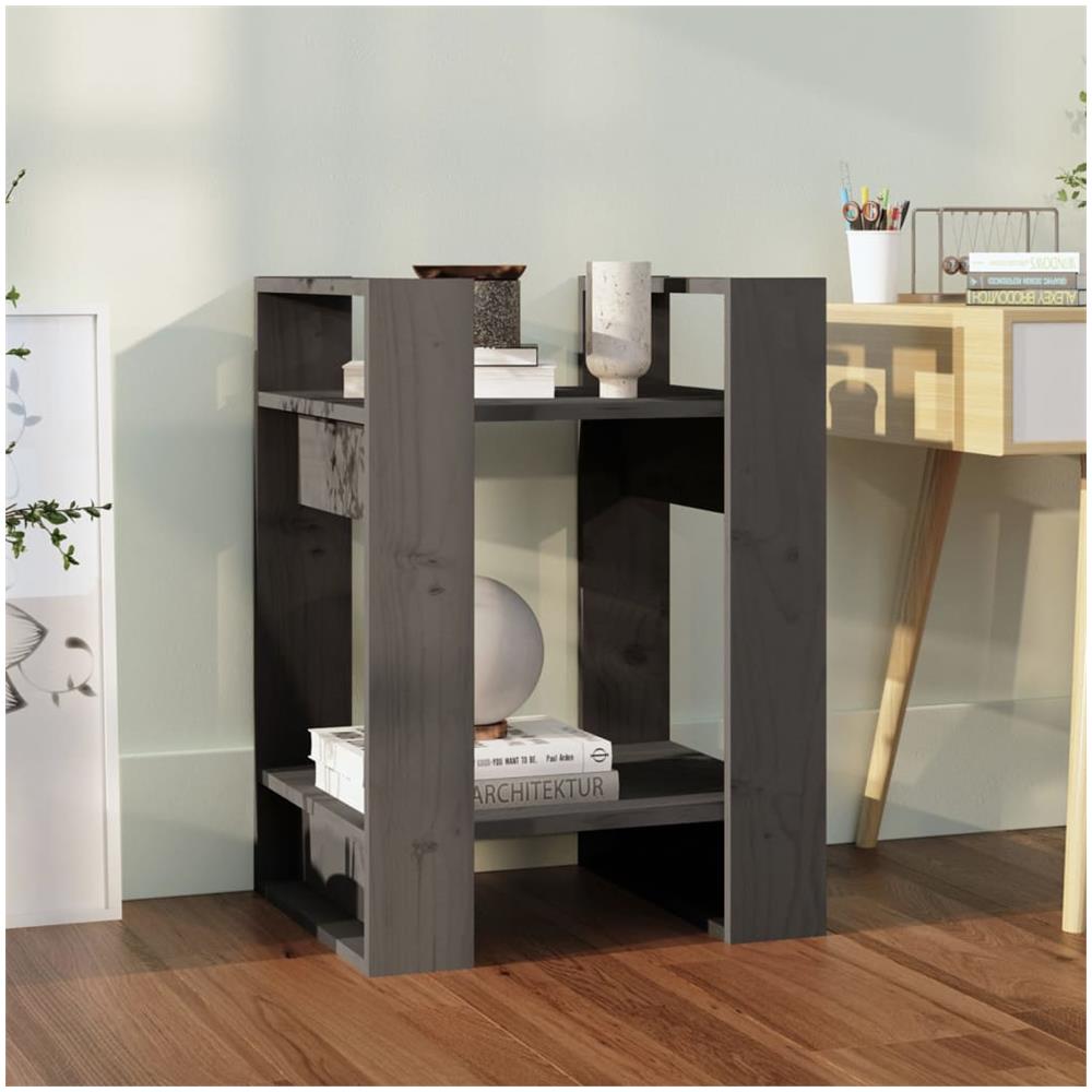 Libreria / divisorio Grigio 41x35x57 Cm In Legno Massello Di Pino - Foto 1