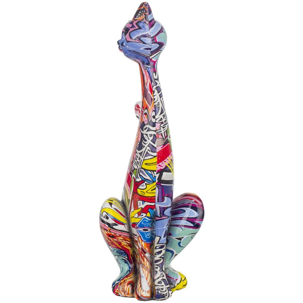 Statuetta Gatto Graffiti 12x34x11 Cm Multicolore - Foto 2