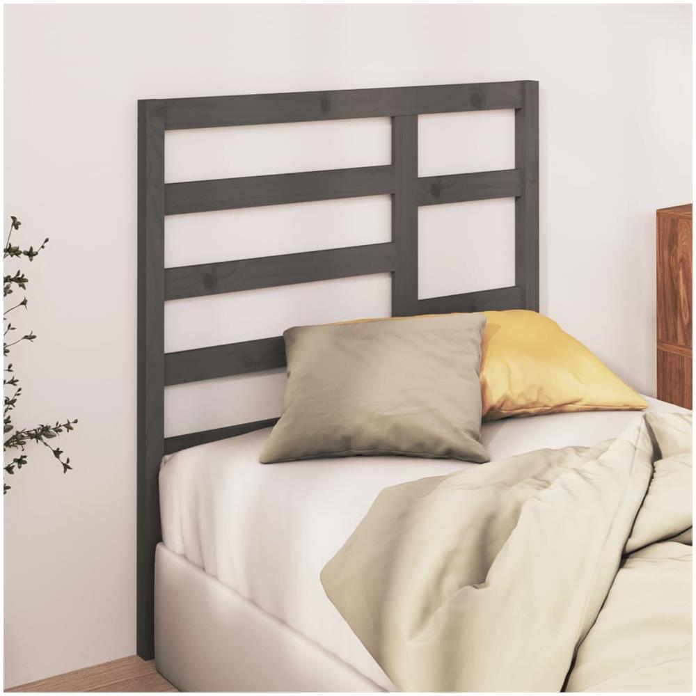 Testiera Per Letto Grigia 81x4x104 Cm In Legno Massello Di Pino - Foto 3