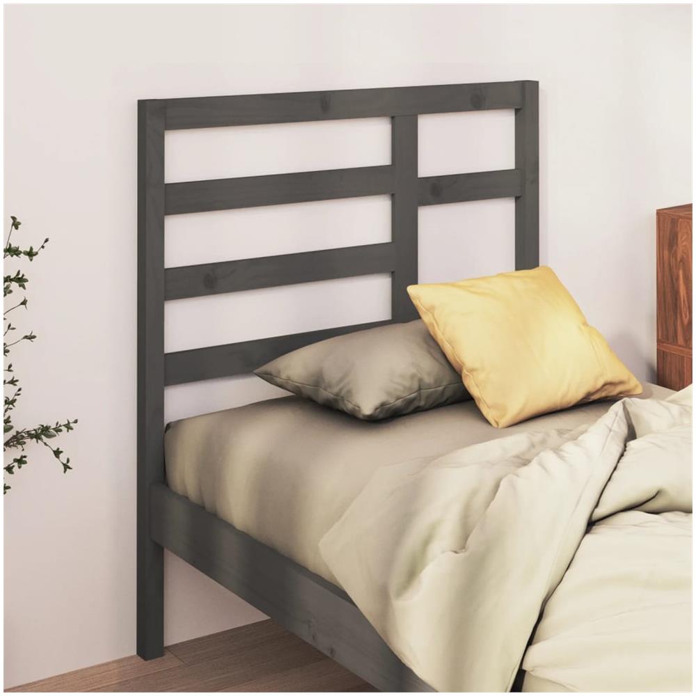 Testiera Per Letto Grigia 81x4x104 Cm In Legno Massello Di Pino - Foto 1