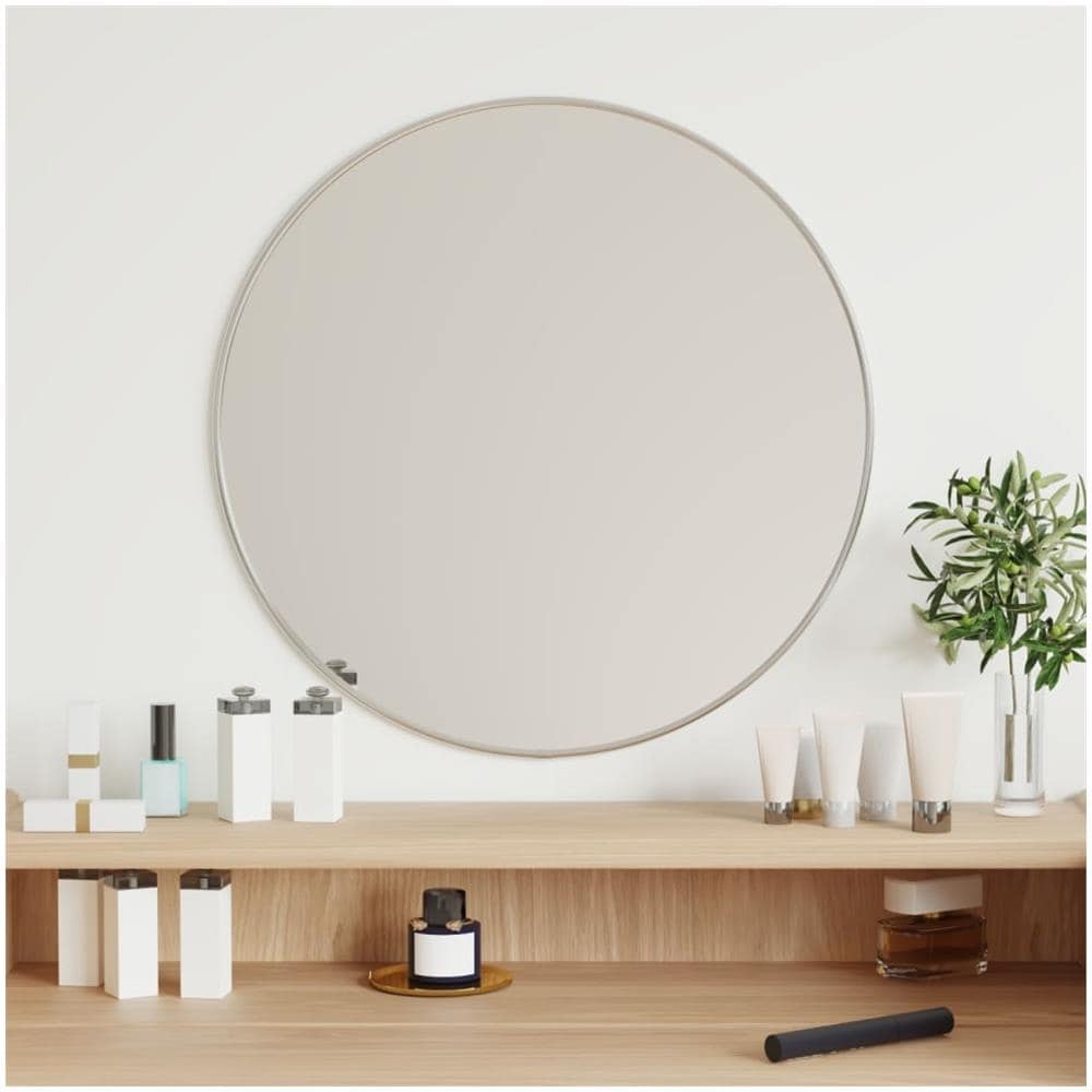 Specchio Da Parete Argento 50 Cm Rotondo - Foto 1