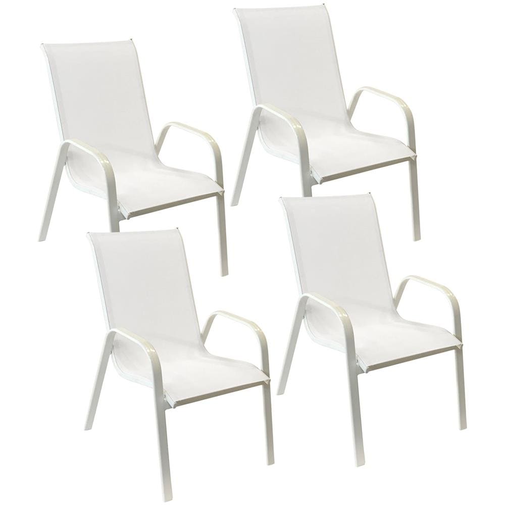 Set Di 4 Sedie Marbella In Textilene Bianco - Alluminio Bianco - Foto 1