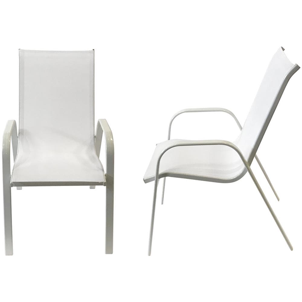 Set Di 4 Sedie Marbella In Textilene Bianco - Alluminio Bianco - Foto 2