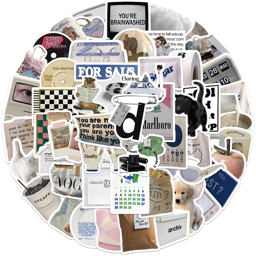 Confezione Da 57 Adesivi Impermeabili Con Graffiti Estetici Per Diario Di Bottiglie D'acqua Per Laptop Multicolor - Foto 1