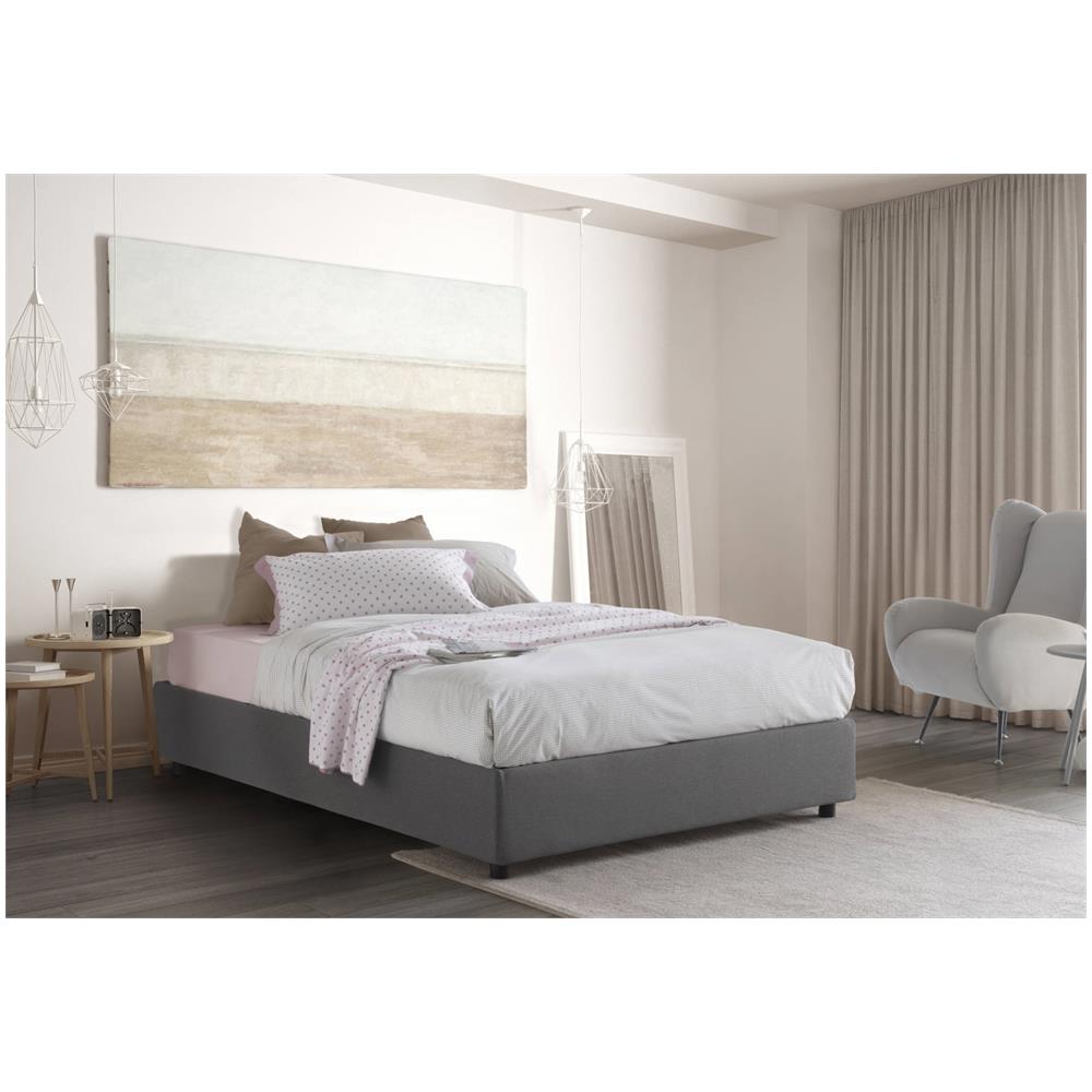 Letto Matrimoniale Chloe, Letto Contenitore Con Rivestimento In Tessuto, 100% Made In Italy, Apertura Frontale, Adatto Per Materasso Cm 140x200, Grigio - Foto 1