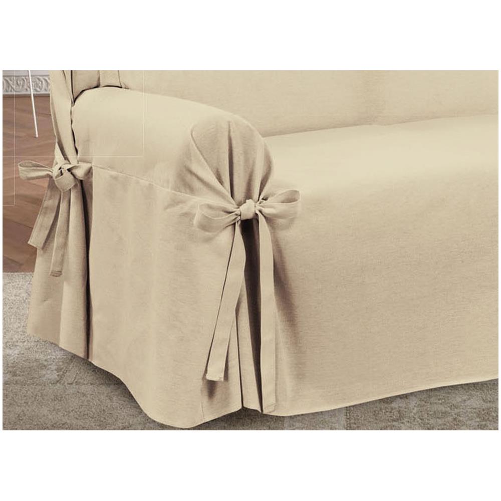 Copridivano Fodera Telo Protezione Divano Con Laccetti Fiocco Varie Fantasie 3 Posti Prez Beige - Foto 2