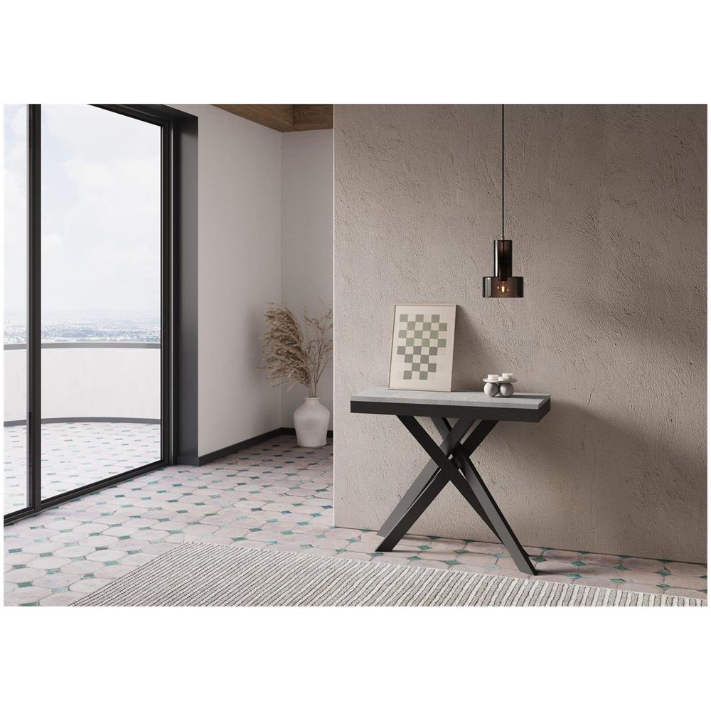 Consolle allungabile 90x40/300 cm Krack Evolution cemento telaio antracite - Foto 2