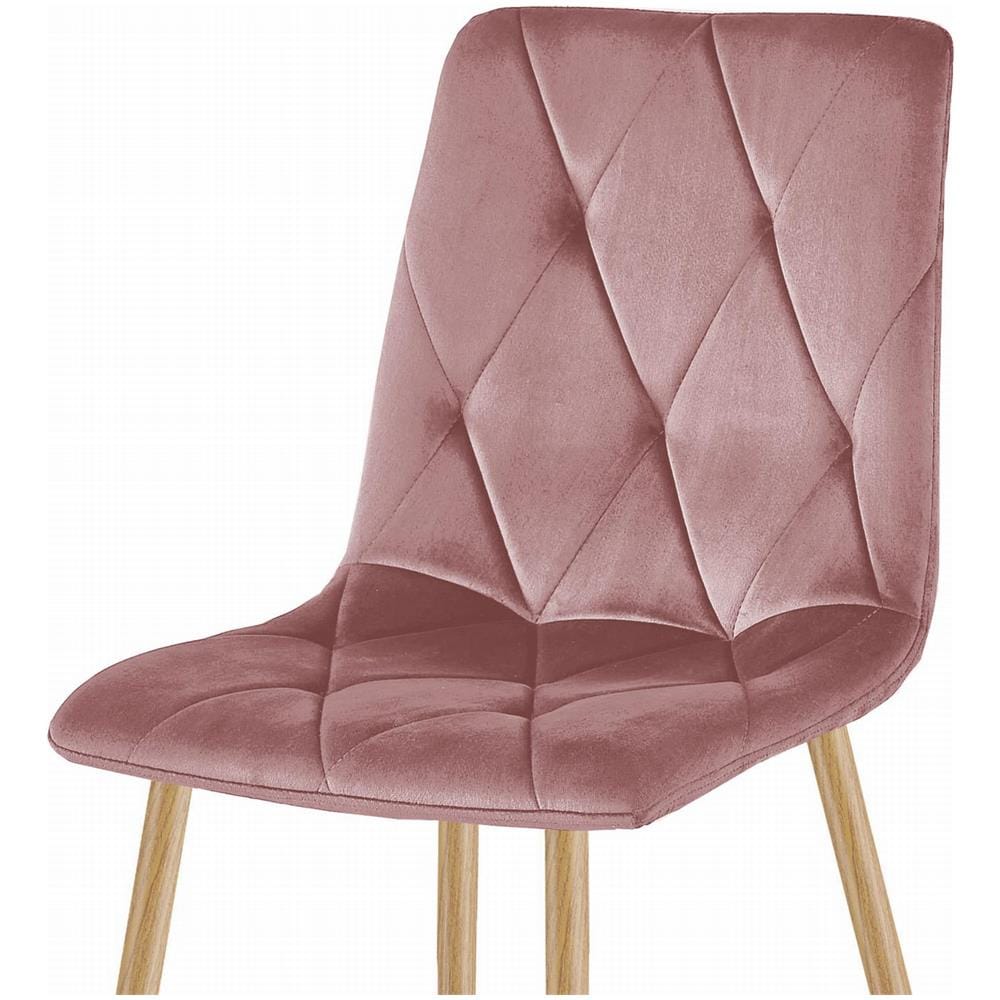 Sedia TYRA in velluto rosa con gambe in legno x2 - Foto 8