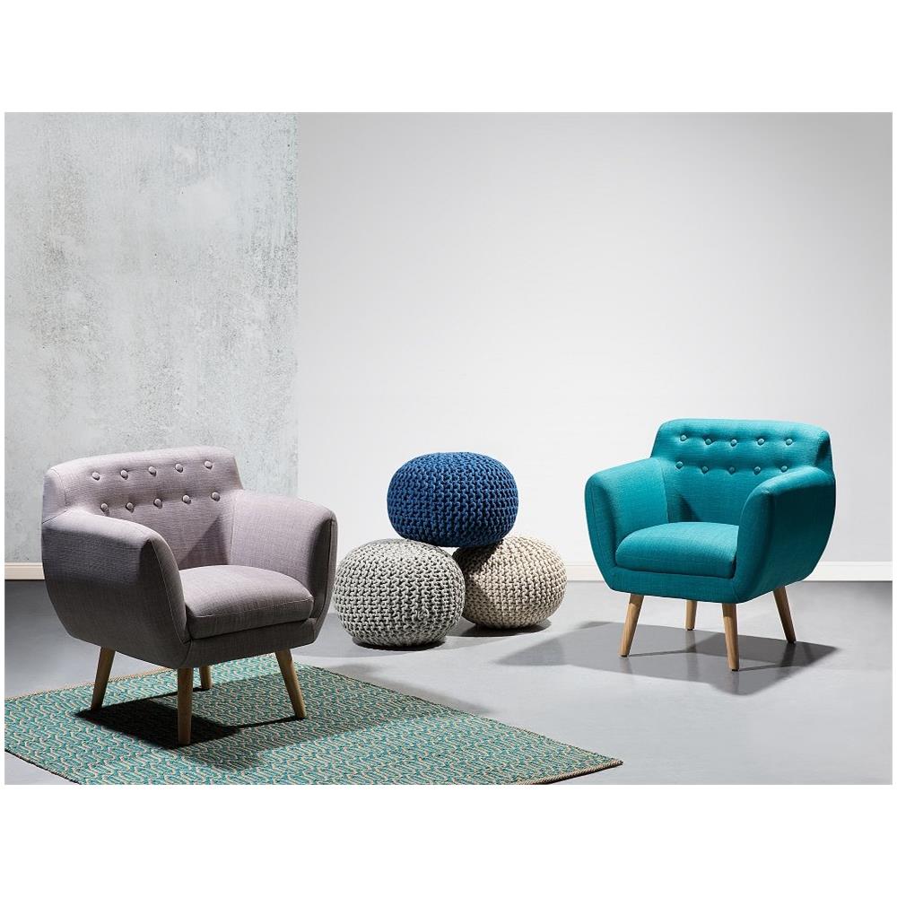 Poltrona Imbottita In Tessuto Grigio - Melby - Foto 1