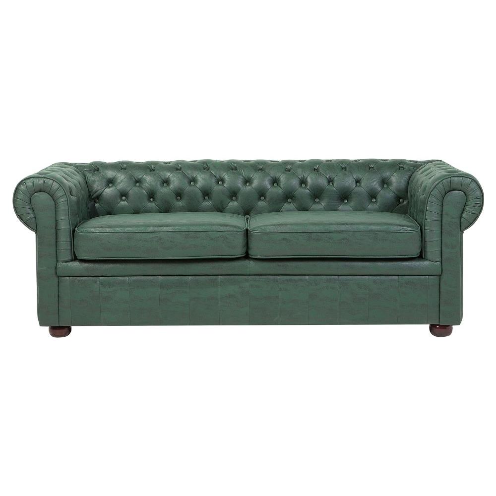 Divano Vintage A 3 Posti In Tessuto Similpelle Chesterfield - Foto 1