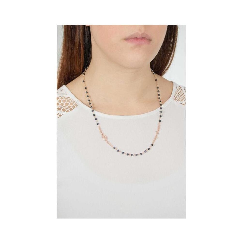 Collana In Argento 925 - Collezione Rosari - Colore Rosè - Misura Unica Rosario Girocollocristalli Grigilungh. 50+3 Cm - Foto 2